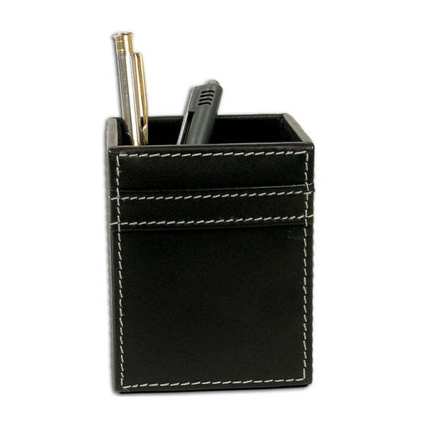 Dacasso Rustic Black Leather Pencil Cup AG-1210